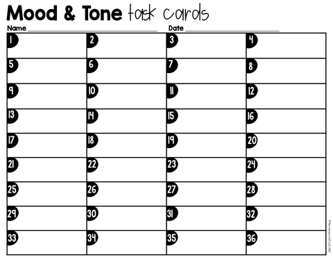 Mood and Tone Task Cards 6th Grade I Google Slides and Forms