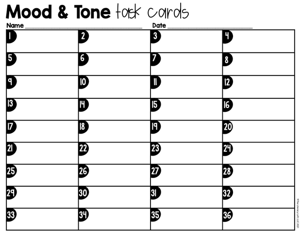 Mood and Tone Task Cards 6th Grade I Google Slides and Forms