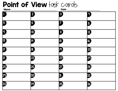 Point of View Literature Task Cards 6th Grade I Google Slides and Forms
