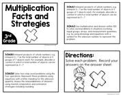 Multiplication Facts and Strategies Task Cards (3rd Grade) Google Slides & Forms