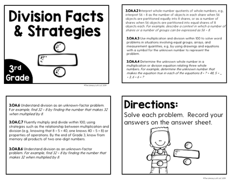 Division Facts and Strategies Task Cards (3rd Grade) Google Slides & Forms