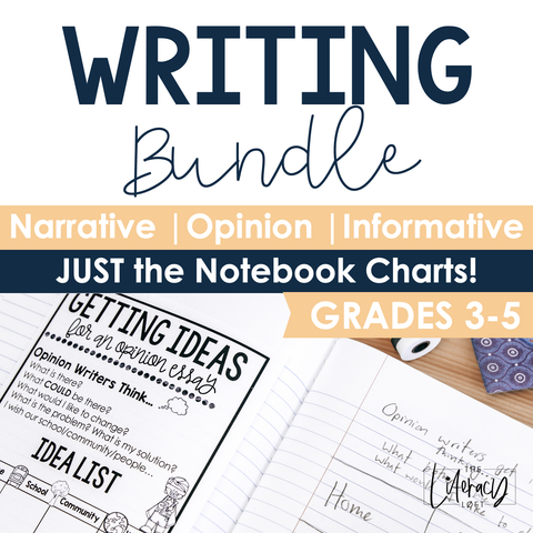 Narrative, Opinion, & Informational Writing Bundle-JUST the Notebook Charts
