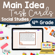 Main Idea Task Cards Social Studies 4th Grade | Distance Learning | Google Slides & Forms