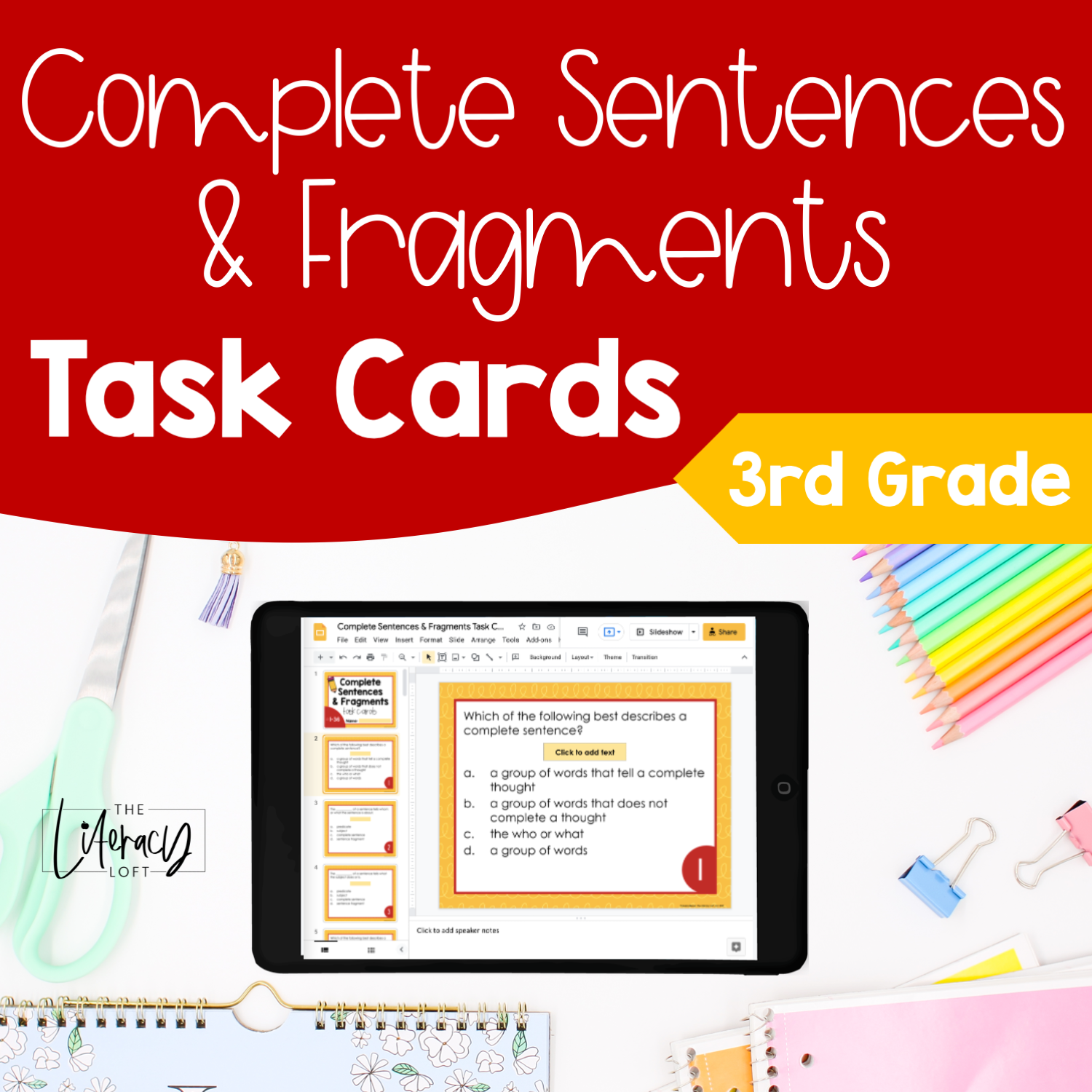 Complete Sentences & Fragments Task Cards 3rd Grade I Google