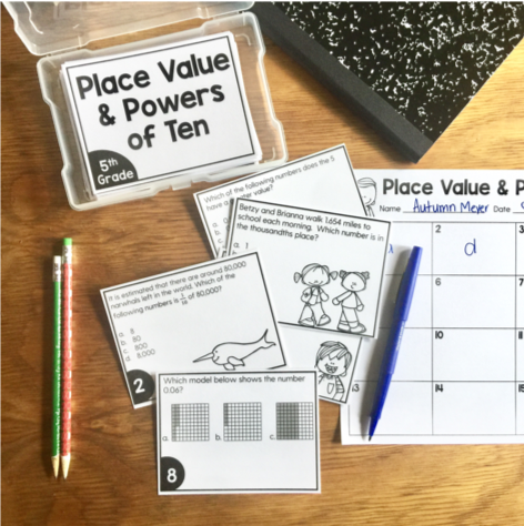 Math Task Cards for the Year Bundle (5th Grade) Google Slides & Forms