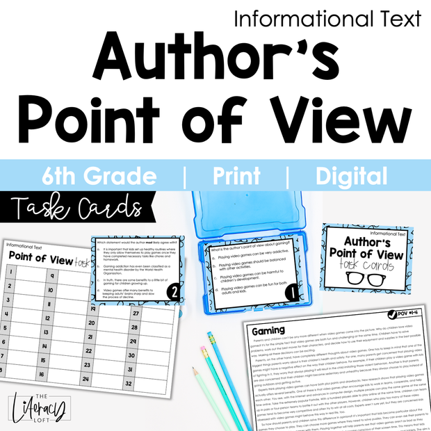 Point of View Informational Task Cards 6th Grade | Google Apps