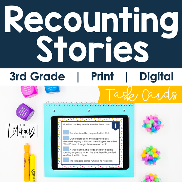 Recounting Stories Task Cards 3rd Grade I Google Slides and Forms
