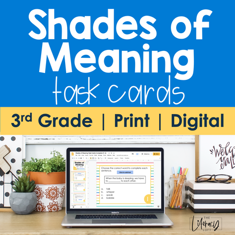 Shades of Meaning Task Cards 3rd Grade I Google Slides and Forms